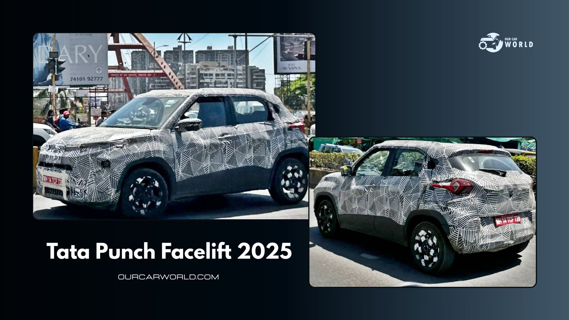 Tata Punch Facelift 2025 spy shot testing with new LED light bar and rear design